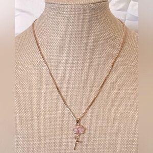 Rose Gold Pink Rose Pendant Necklace